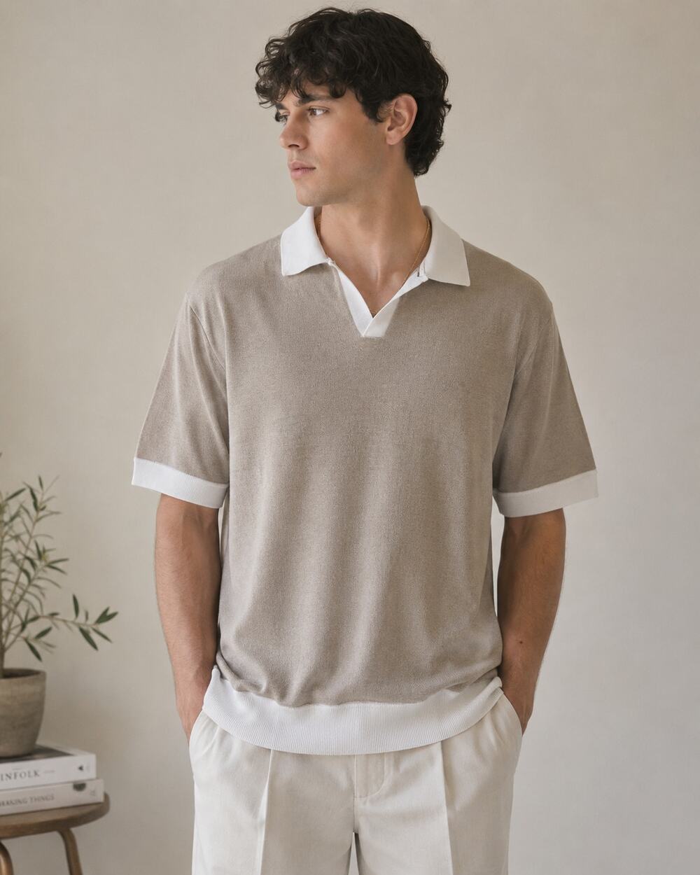 Buffalo David Knot Dress Pull Over Collar shirt